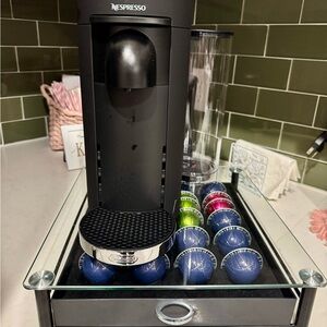 Nespresso Vertuoplus Deluxe Black Coffee Machine with Capsule Holder